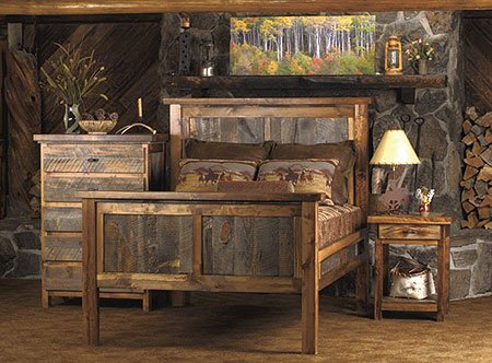 Bedroom furniture made from reclaimed wood